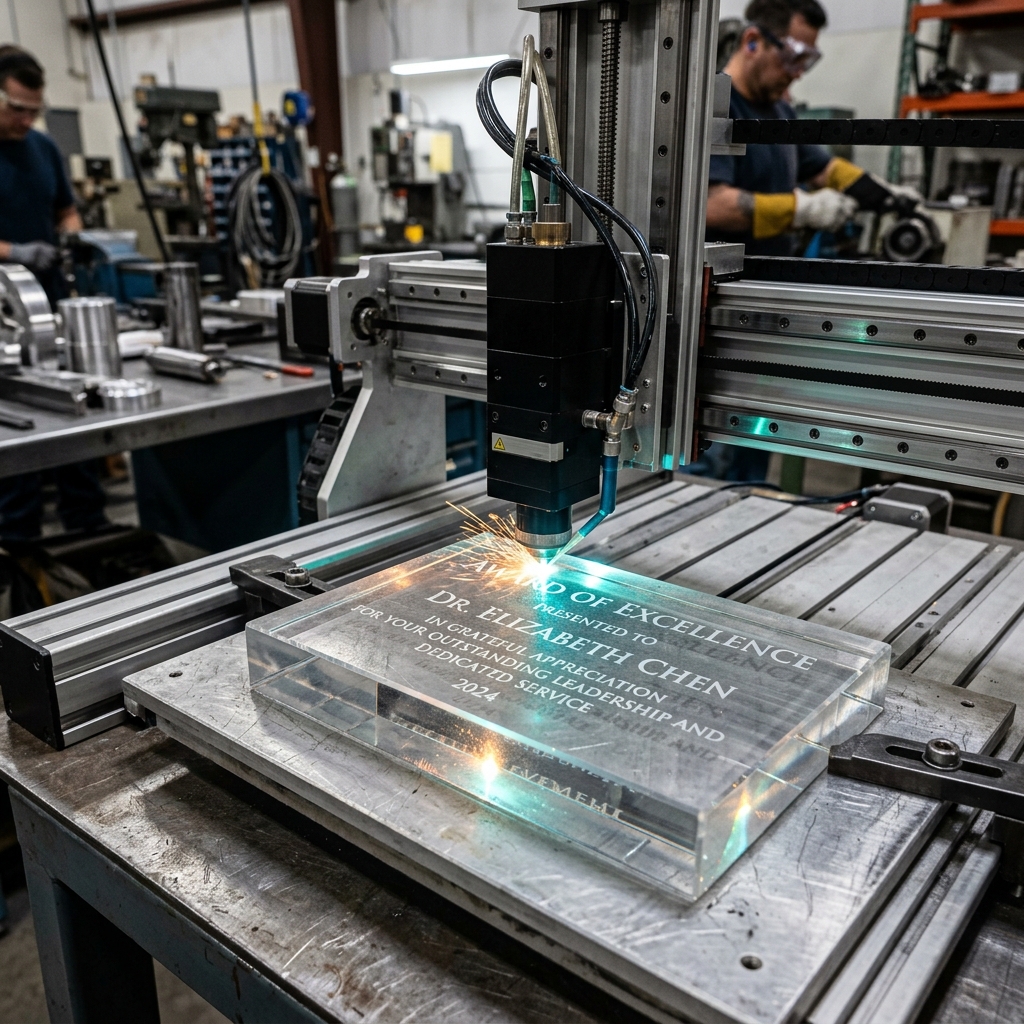 Máy khắc CNC laser kỷ niệm chương pha lê